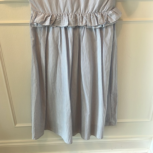English Factory NWOT XS Blue White Ruffle Oversized Midi Dress Lined - Picture 7 of 9